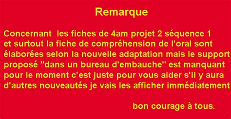 Niveau : 4AM Projet n°2 Séquence n°1 Compréhension de l’oral.